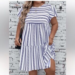 Blue and White Flowy Dress